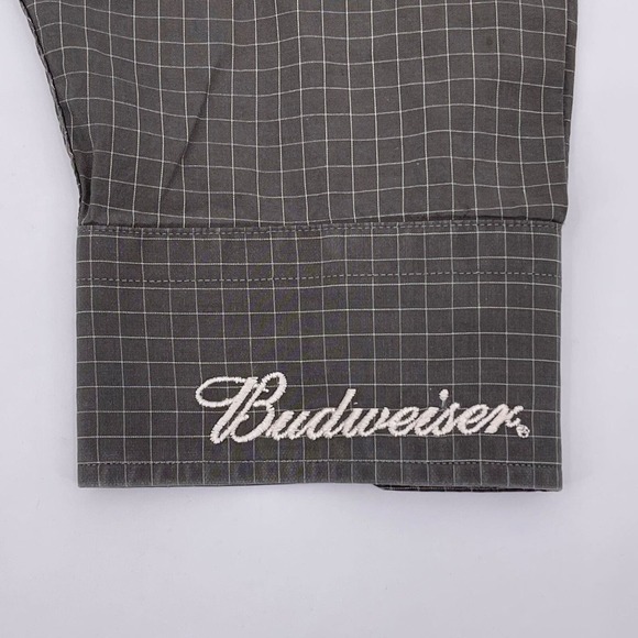 Anheuser Busch Button Front Shirt Sz XL Green Checkered Long Sleeve 100% Cotton - Picture 3 of 7